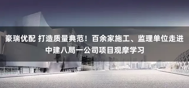 豪瑞优配 打造质量典范！百余家施工、监理单位走进中建八局一公司项目观摩学习